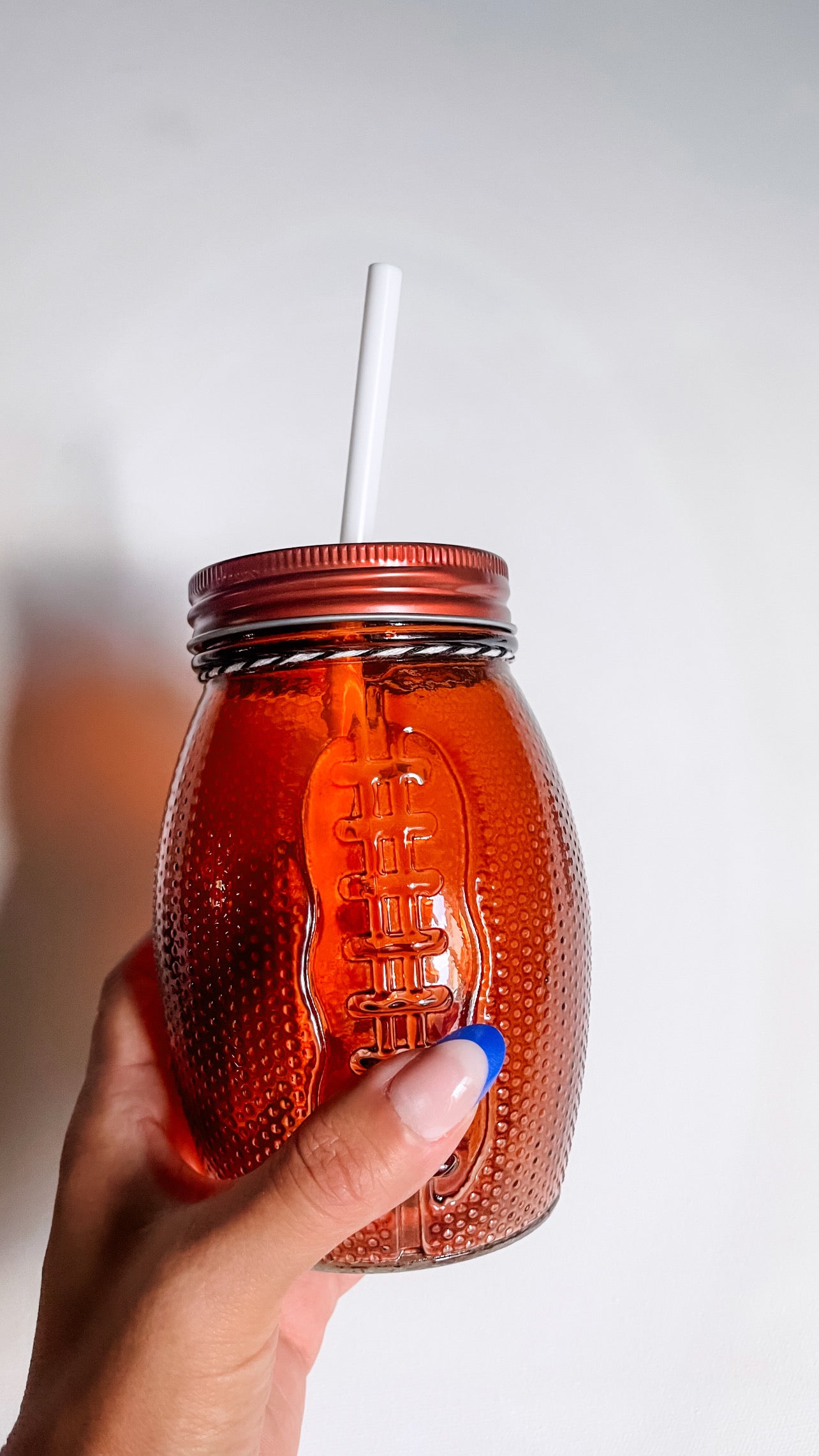 Football glass mason jar