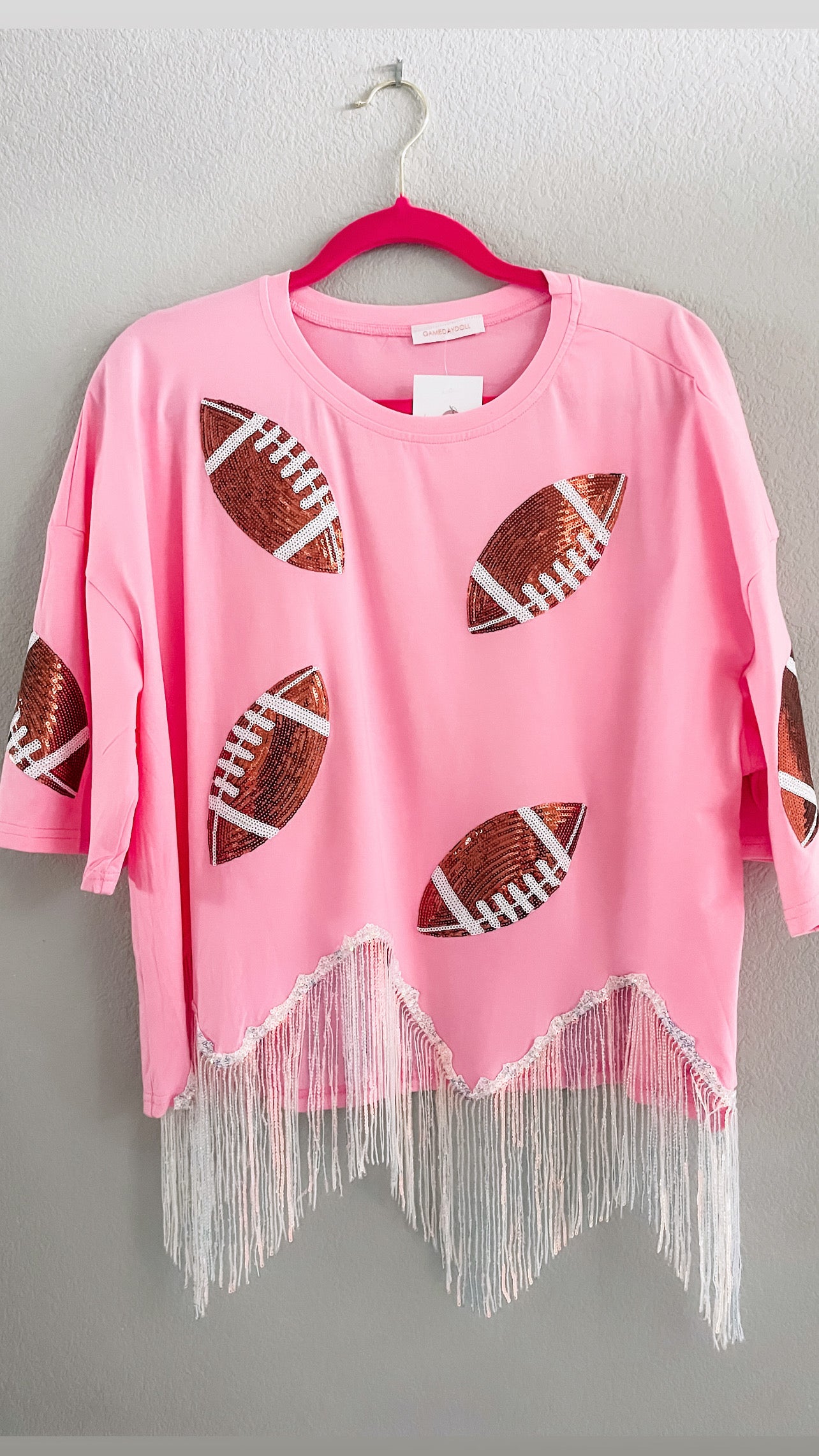 Pink sequin Fringe Top