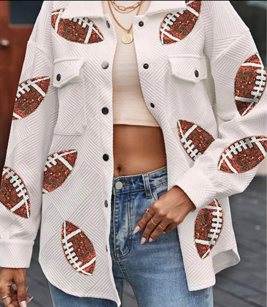 Sequin Corded Football Shacket